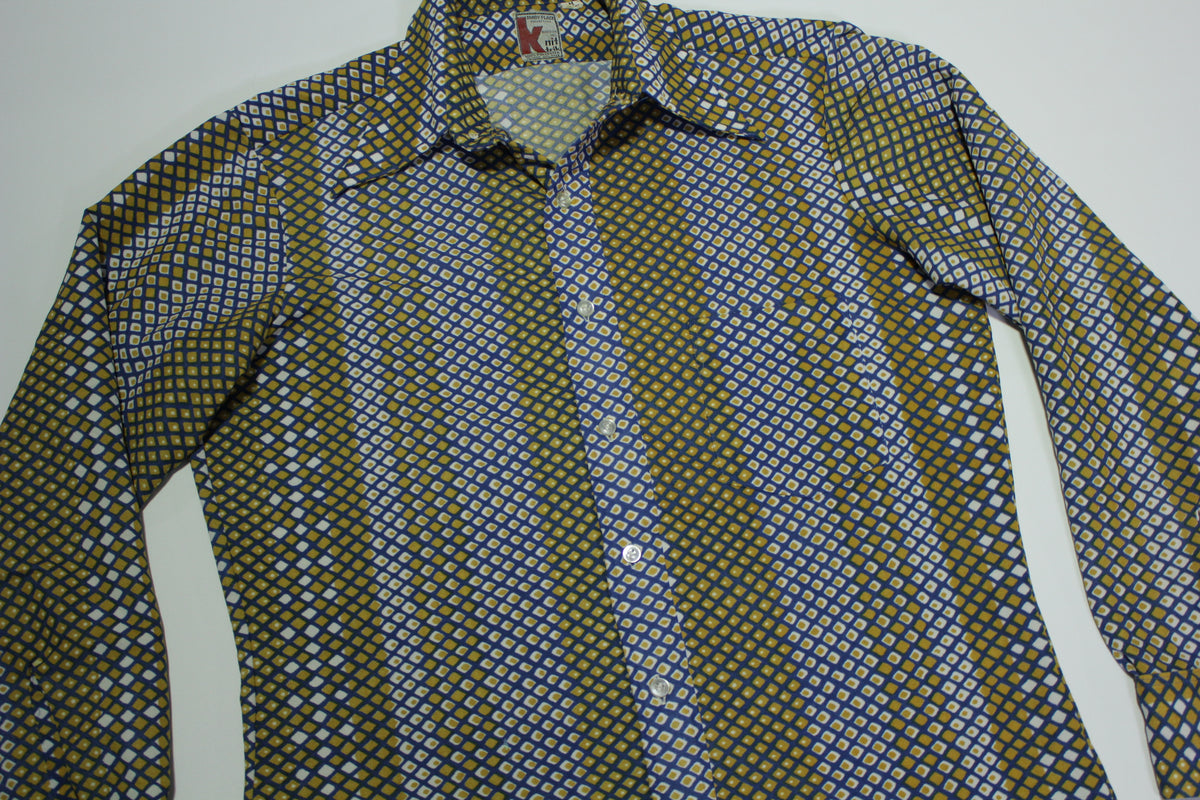 Knit Trix Jandy Place Collection Bardon Inc. Vintage 70's Disco Button Polyester Shirt