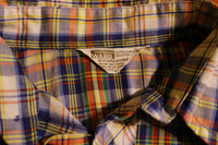 Montgomery Ward Vintage Checkered Plaid Long Sleeve Two Pocket Shirt. 70s
