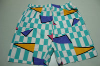 Big Sur California Vintage 80's Checkered Neon Green Yellow Beach Shorts