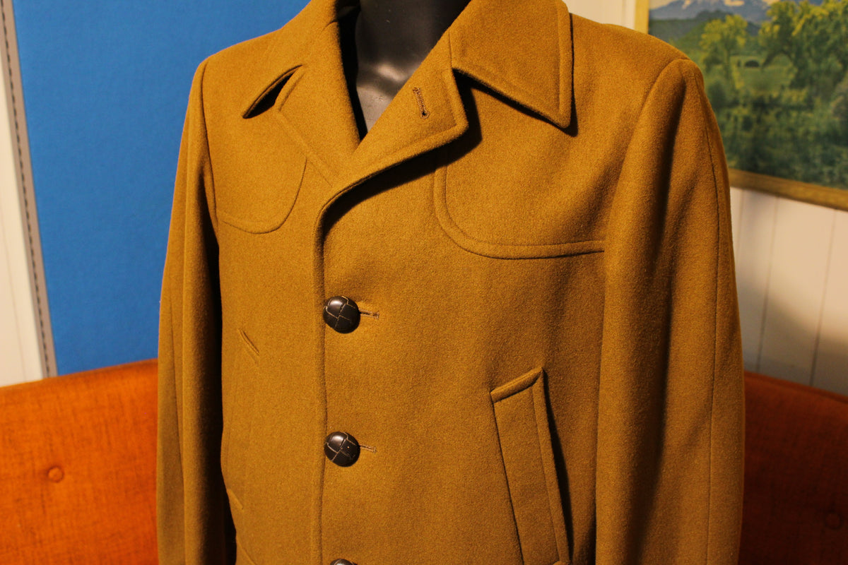 1950s Pendleton Vintage Wool Car Coat. Brown Long Jacket Lined