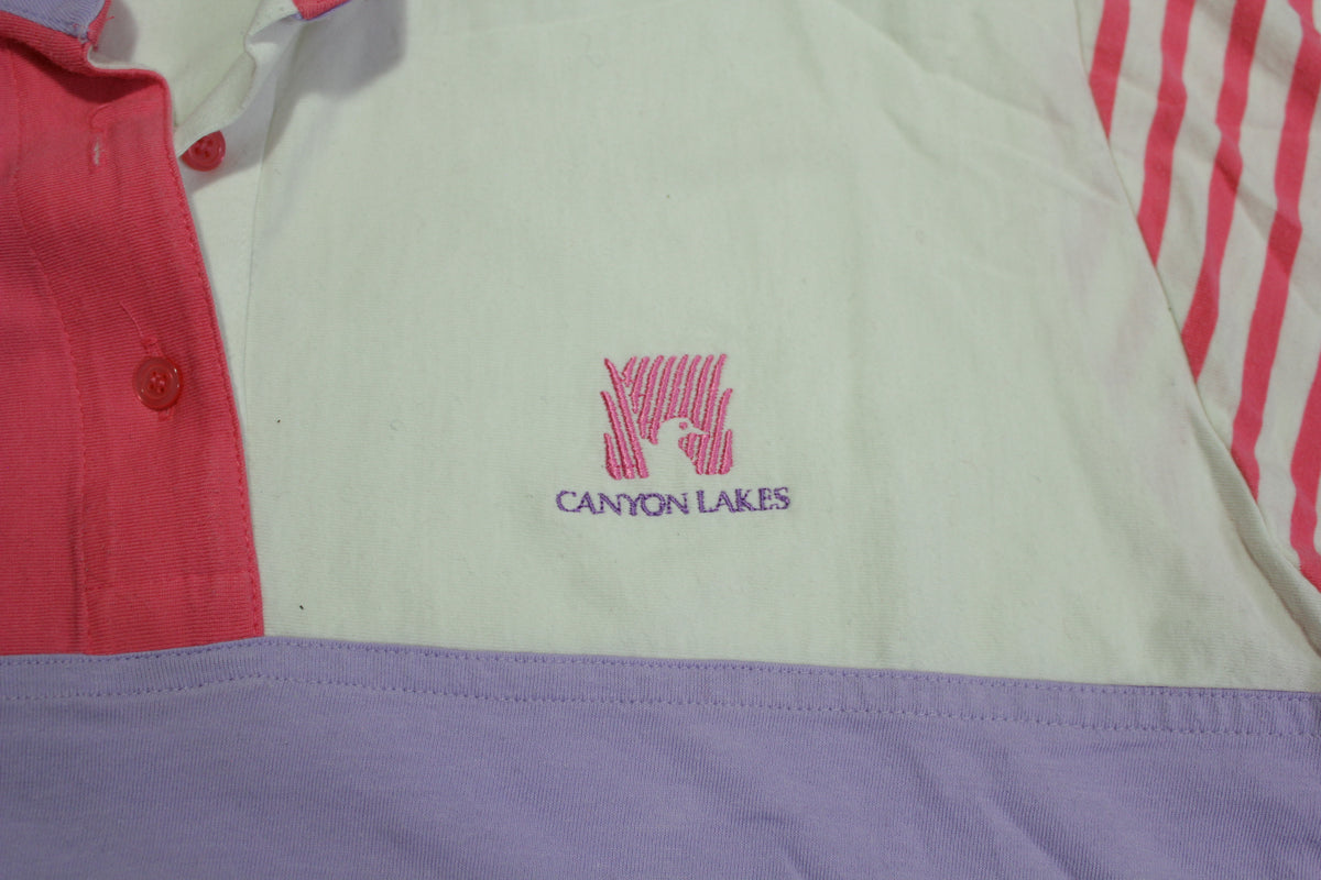 LaMode Vintage 80's Made in USA Canyon Lakes Kennewick Color Block Golf Polo Shirt