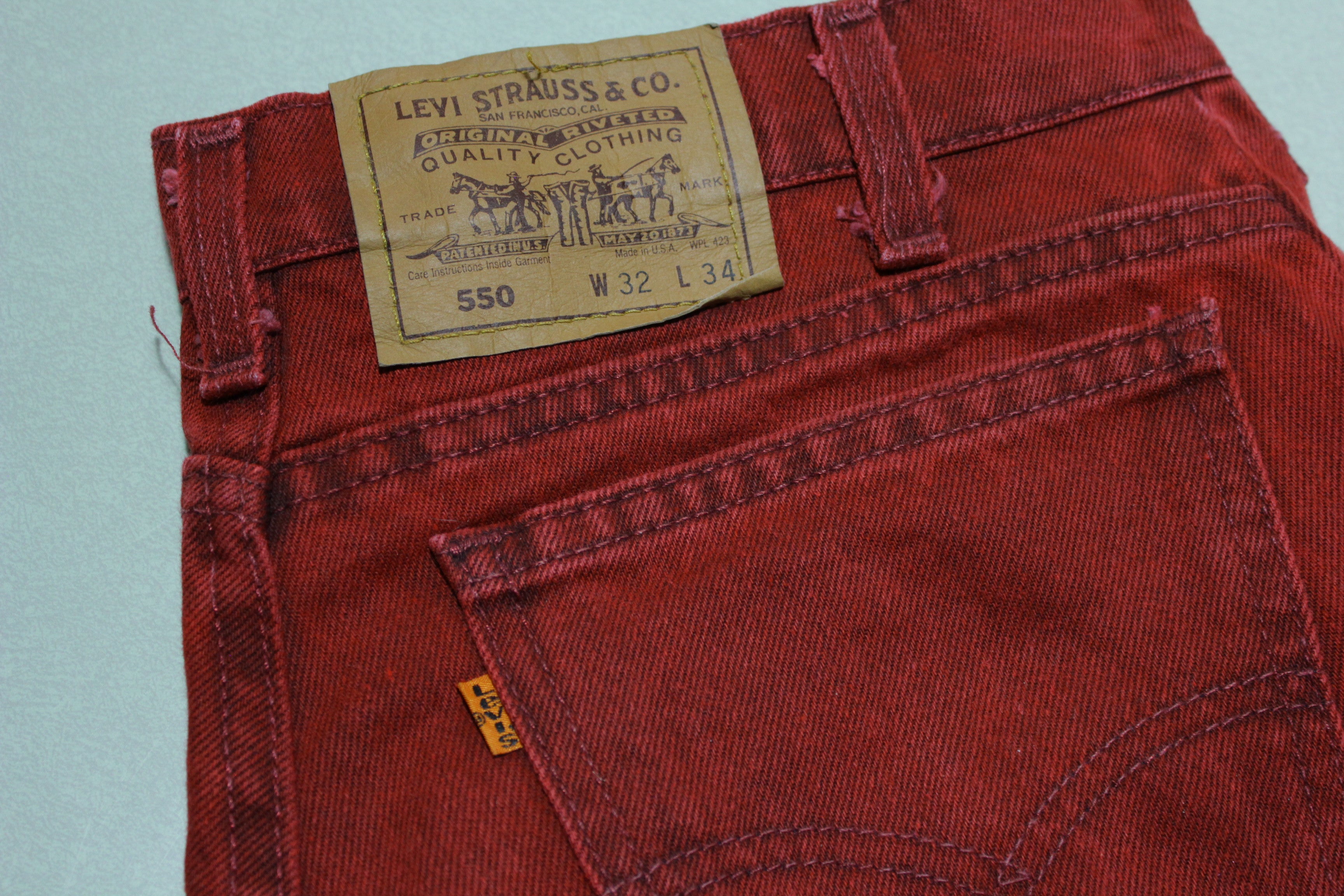 Levis 550 505 Vintage 90's Denim Grunge Punk Jeans Dark Wash Red