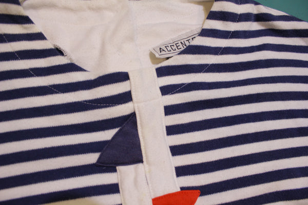 Accents by Joyce Vintage 80's Striped Nautical Red White Blue Shirt