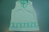 Aztec Southwestern 1970's Vintage Sleeveless Striped Quarter Zip Shirt