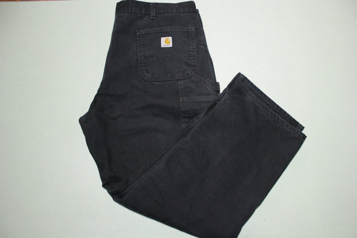 Carhartt 100071 001 BLK Washed Duck Work Double Knee Front Pants Flannel Lined