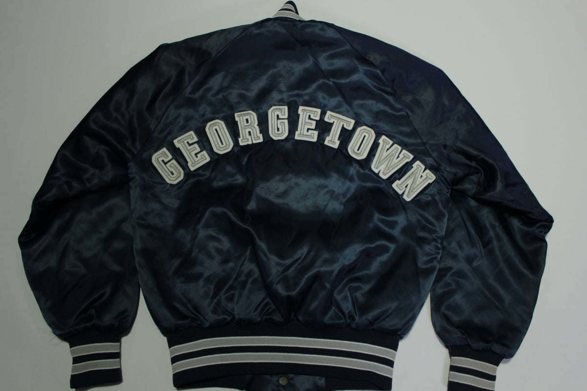 Georgetown Hoyas Vintage 80's Chalk Line Quilt Lined Satin Youth Bomber Jacket