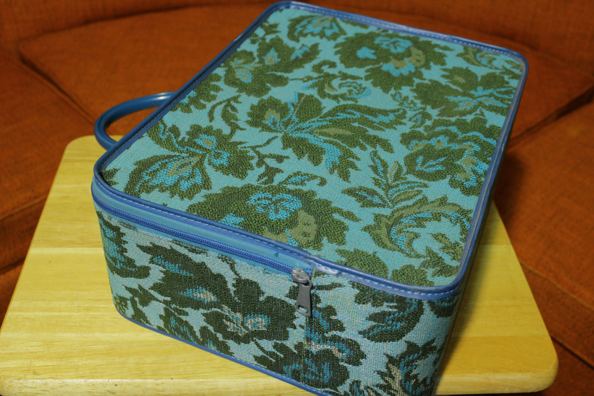 1960's 1970's Vintage Fabric Floral Small Suitcase