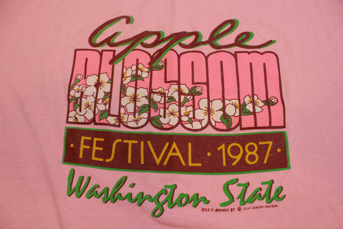 Apple Blossom Festival 1987 Washington State Kyle Barnes 80's Single Stitch T-Shirt