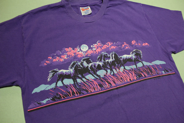 Wild Horses Prairie Moon Vintage 90's 80's Single Stitch Hanes USA Cowboy Country T-Shirt