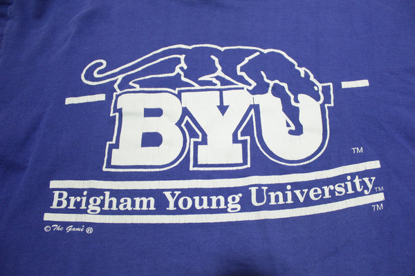 BYU Brigham Young University Vintage 90's Made in USA Single Stitch Mascot T-Shirt