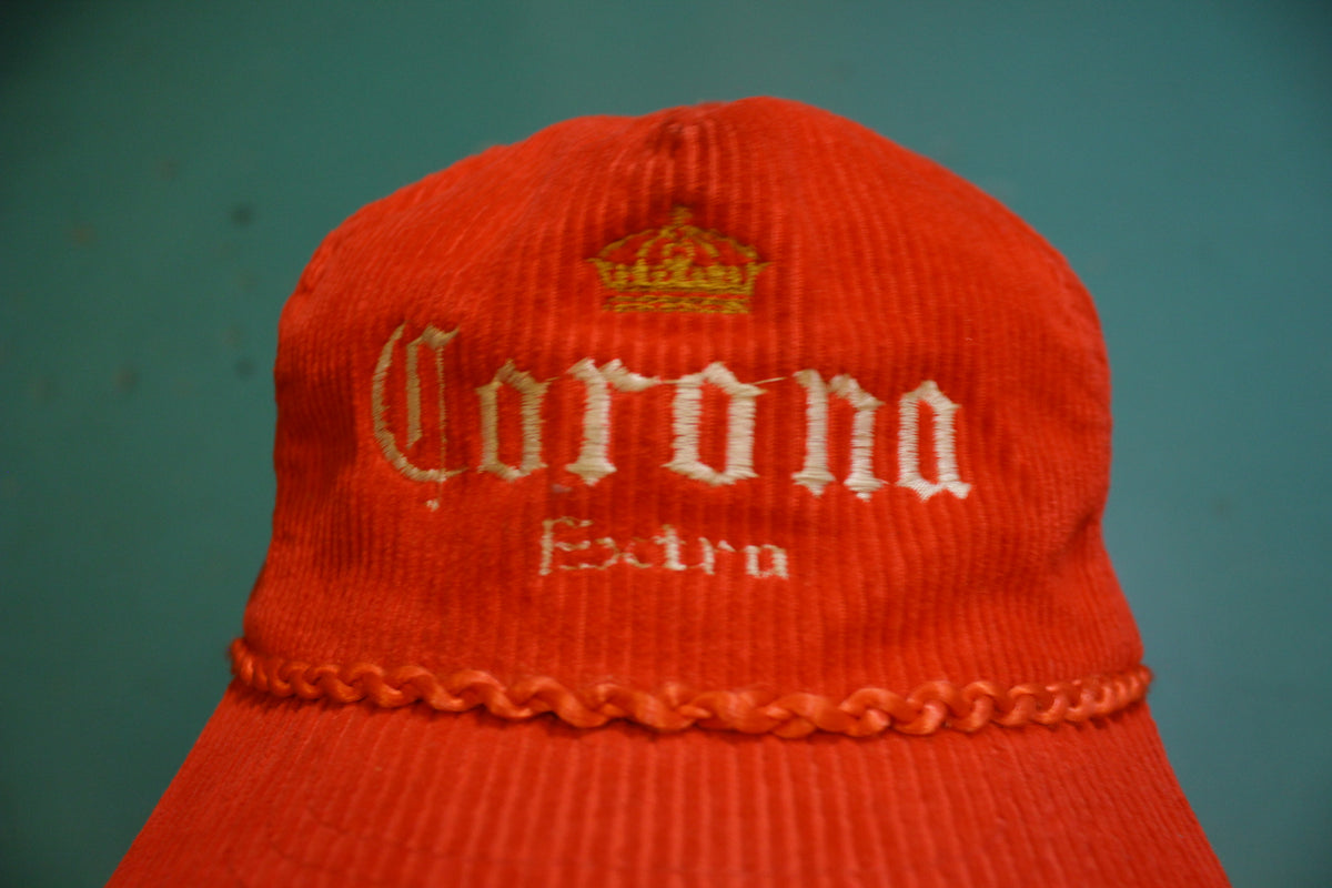 Corona Extra Beer Vintage Deadstock Snapback 80's Corduroy Rope Trucker Cap Hat