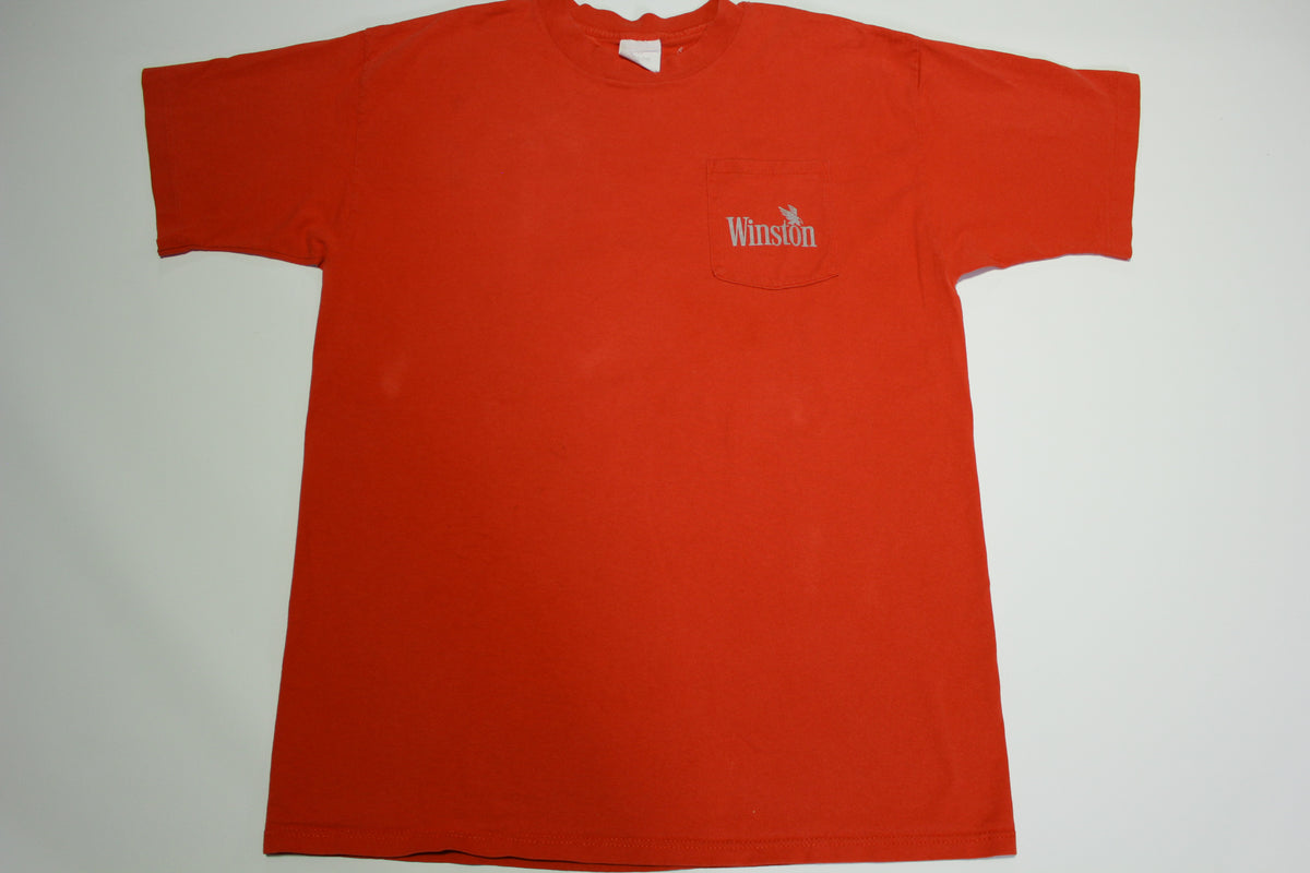 Winston Flying Eagle Cigarettes Vintage 90's Single Stitch Made In USA Promo Pocket T-Shirt