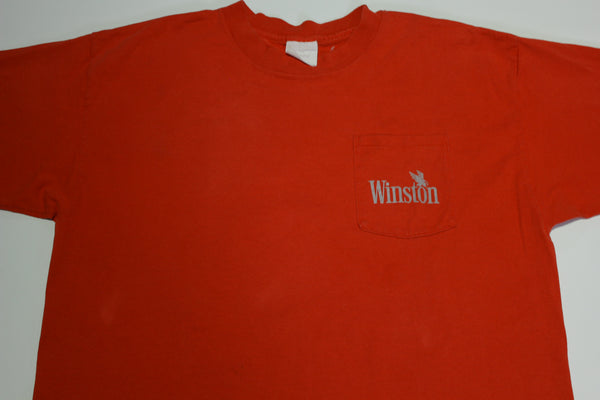 Winston Flying Eagle Cigarettes Vintage 90's Single Stitch Made In USA Promo Pocket T-Shirt