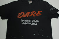 DARE To Resist Drugs Vintage 90's Single Stitch Made In USA Paint Stained Oneita T-Shirt