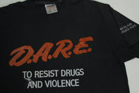 DARE To Resist Drugs Vintage 90's Single Stitch Made In USA Paint Stained Oneita T-Shirt