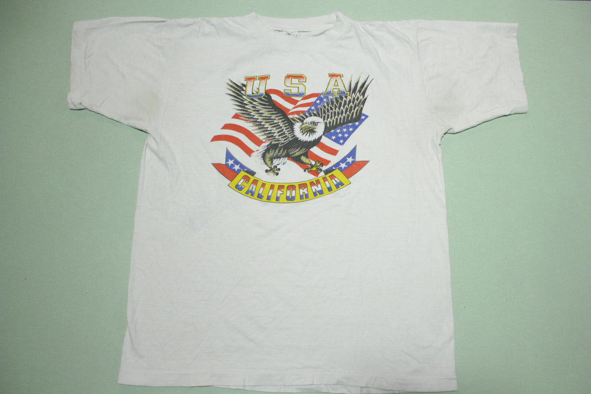 California USA Bald Eagle American Flag Patriotic Vintage Single Stitch 90's T-Shirt