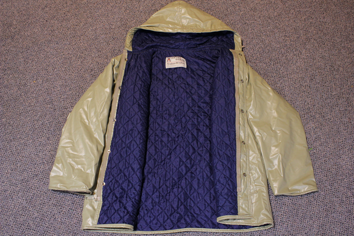 Wetha Guard Rain Coat Academy Broadway Rainwear Tan Hooded Jacket Vintage 70s