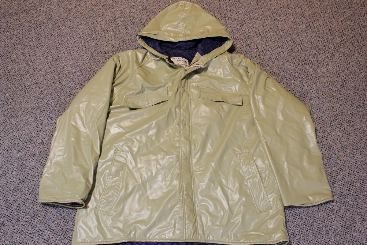 Wetha Guard Rain Coat Academy Broadway Rainwear Tan Hooded Jacket Vintage 70s
