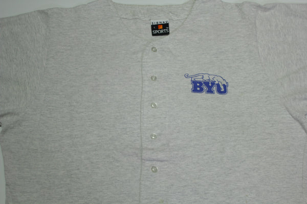 BYU Brigham Young Cougars Vintage 80's Button Up Signal T-Shirt Jersey