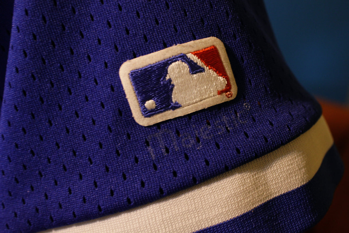 L.A. Dodgers Vintage Pullover V-Neck Mesh Jersey. Blue Majestic Official USA Made
