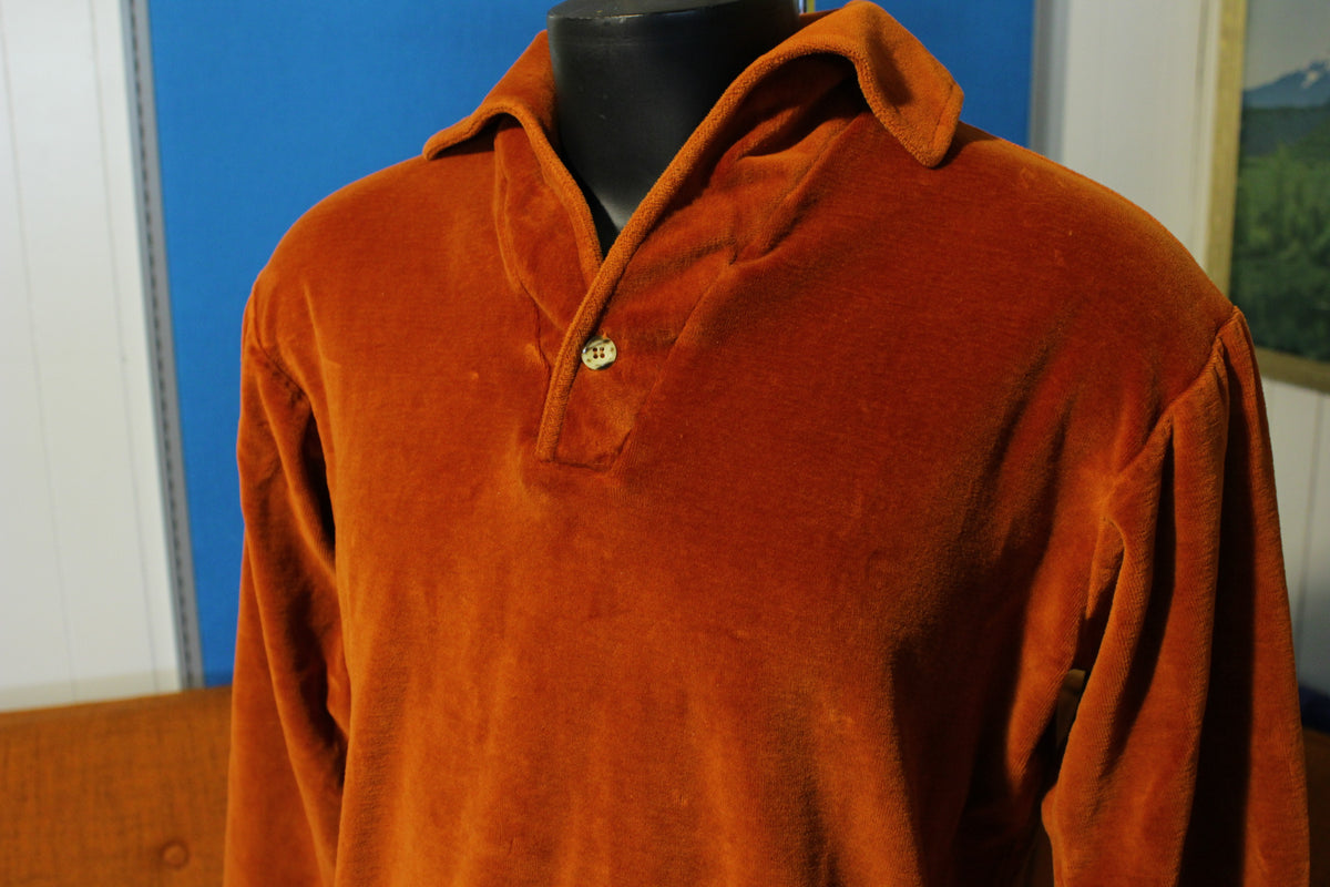 Velour 70's  Enro Mr. Tall Long Sleeve Shirt. Vintage Velvet.