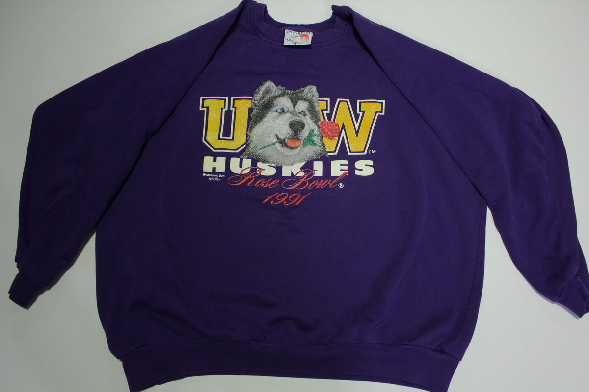 UW University of Washington Huskies Vintage 90's Rose Bowl 1991 Crewneck Sweatshirt