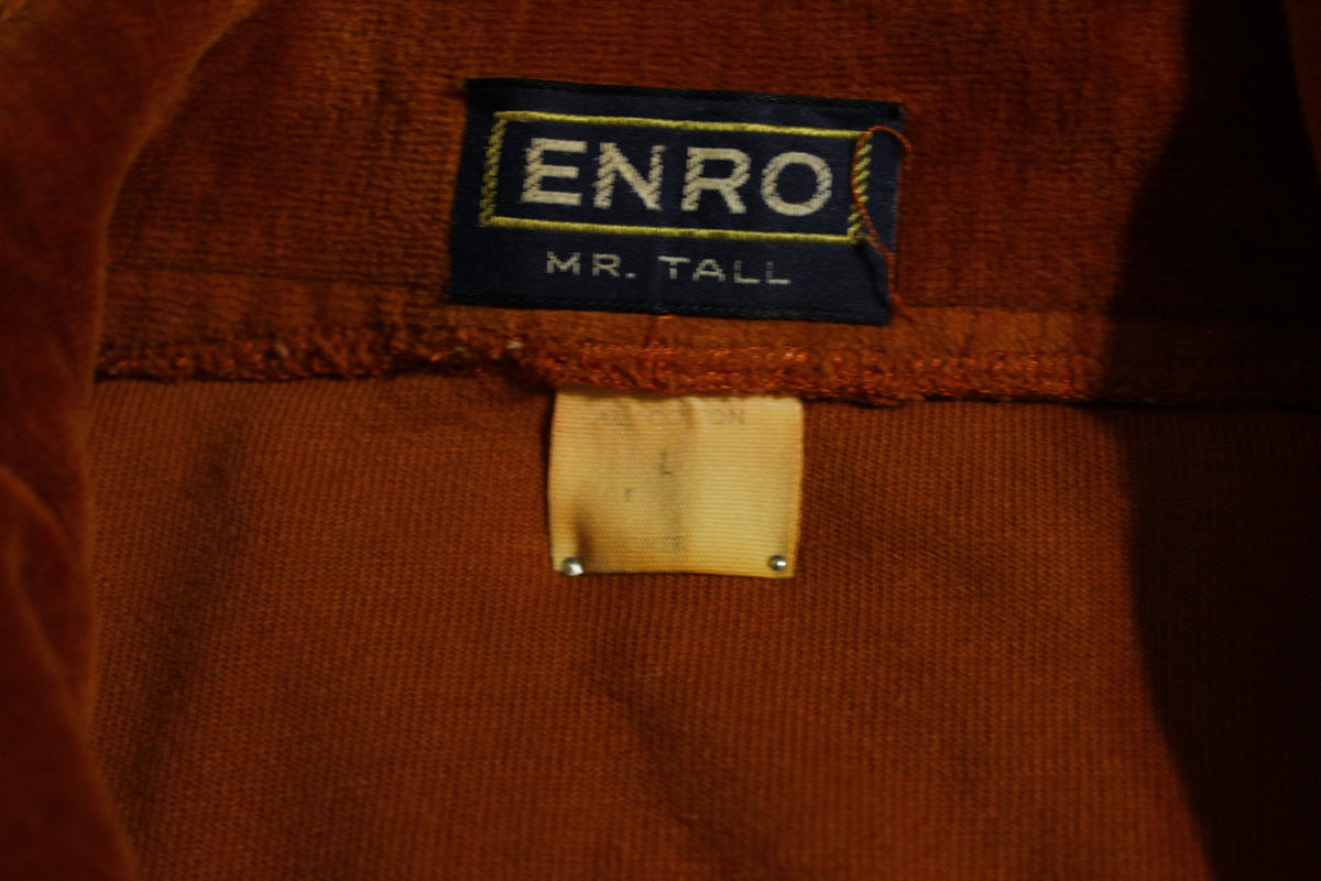 Velour 70's  Enro Mr. Tall Long Sleeve Shirt. Vintage Velvet.