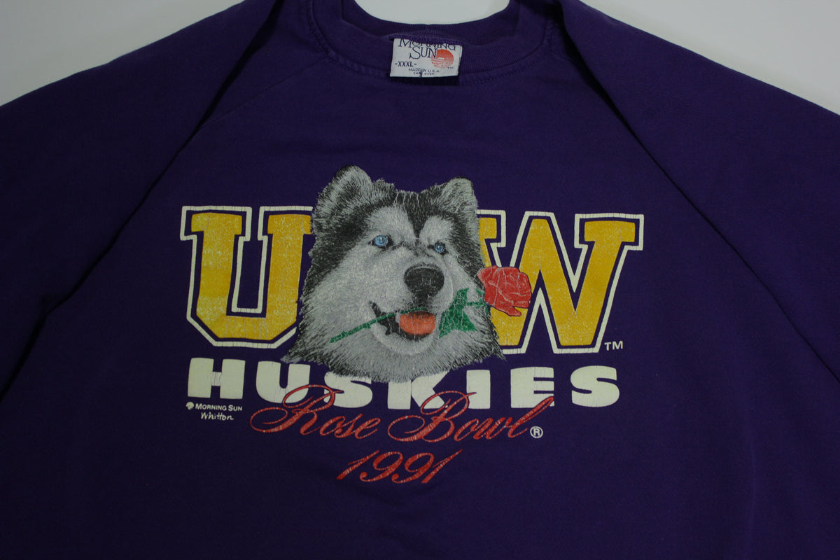 UW University of Washington Huskies Vintage 90's Rose Bowl 1991 Crewneck Sweatshirt