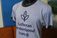 Lutheran Brotherhood Branch 70's Cult Blue Heathered Ringer Screen Stars T-Shirt