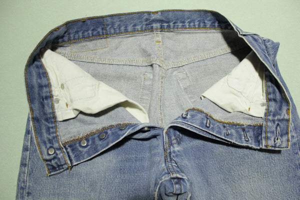 Levis Button Fly 70's 80s Vintage 501 Distressed Blue Denim Jeans