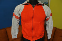 Warm Up Zip 70's Track & Field Sweatshirt. Red Grey Striped.