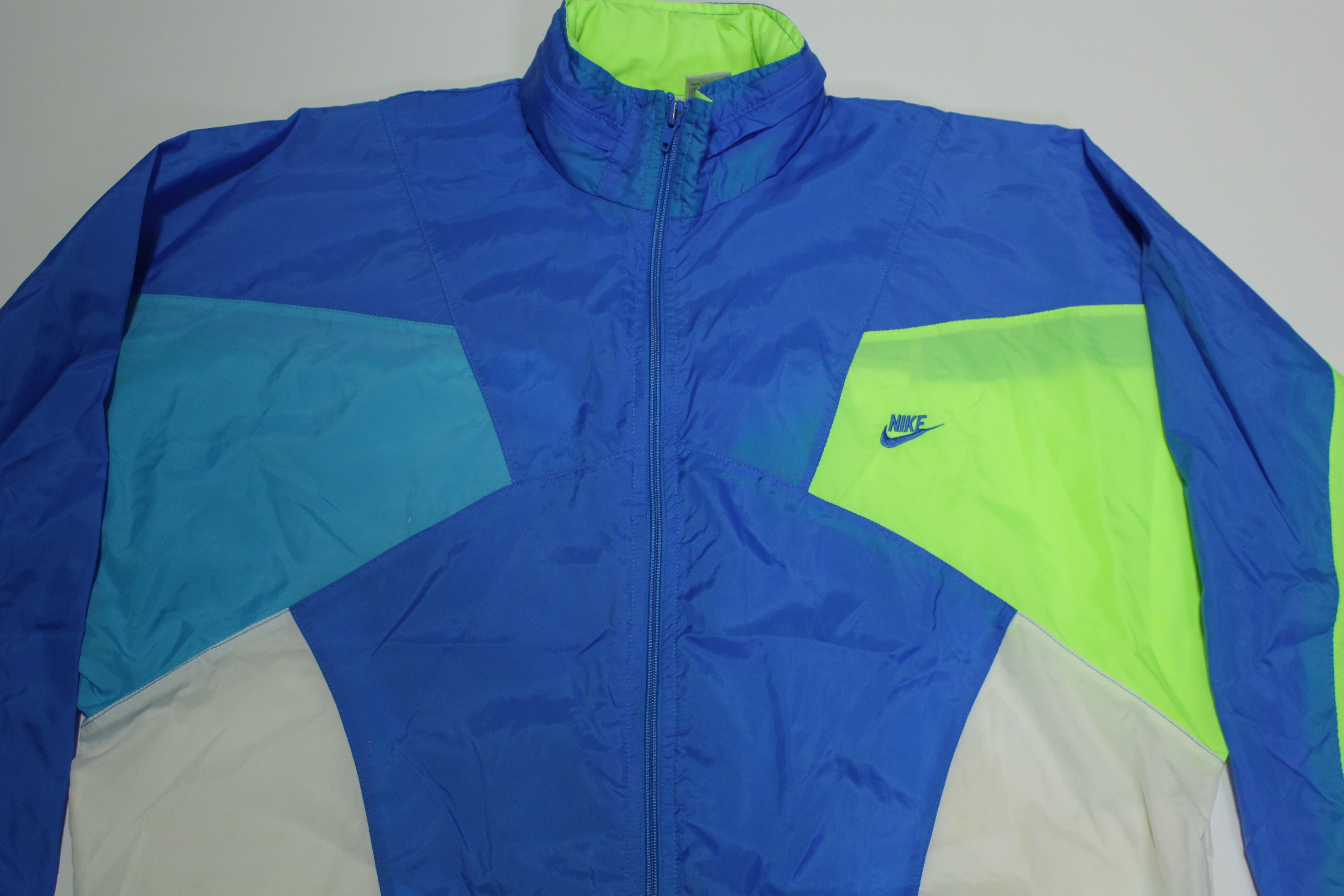 Nike Nylon Fluorescent Vintage 90's Gray Tag Wind Breaker Track