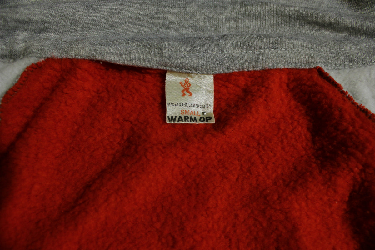 Warm Up Zip 70's Track & Field Sweatshirt. Red Grey Striped.