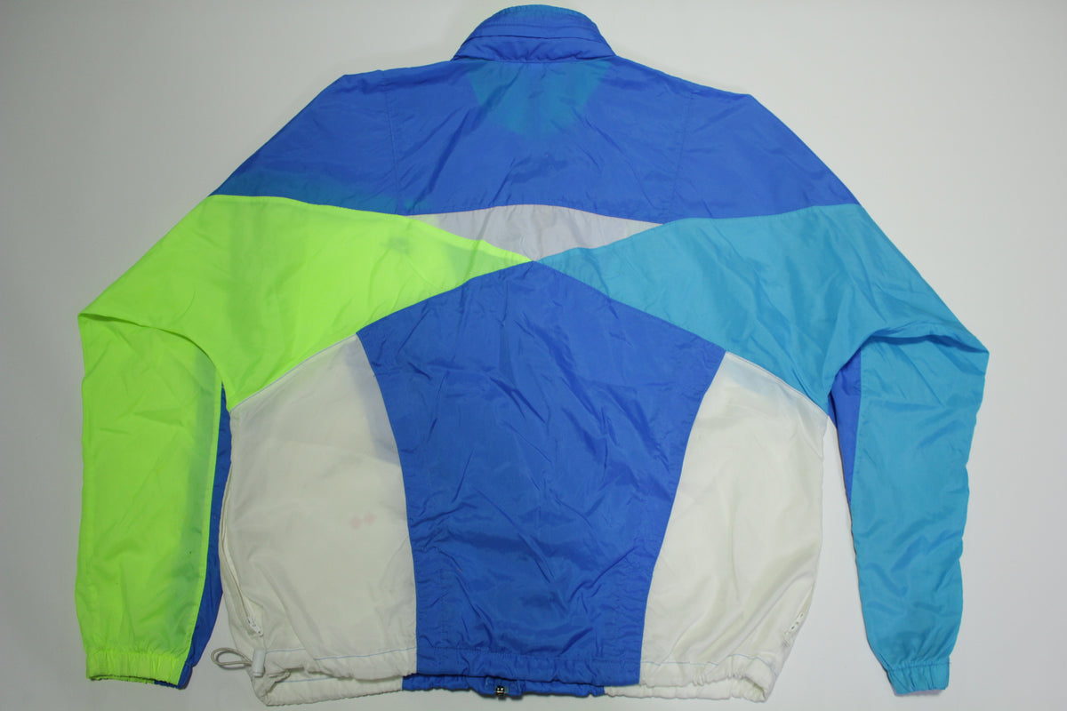 Nike Nylon Fluorescent Vintage 90's Gray Tag Wind Breaker Track Jacket w/ Hideaway Hood