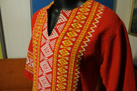 Indian Embroider Thread Caftan Tunic Shirt Dress Men Women Ethnic Vtg Dashiki