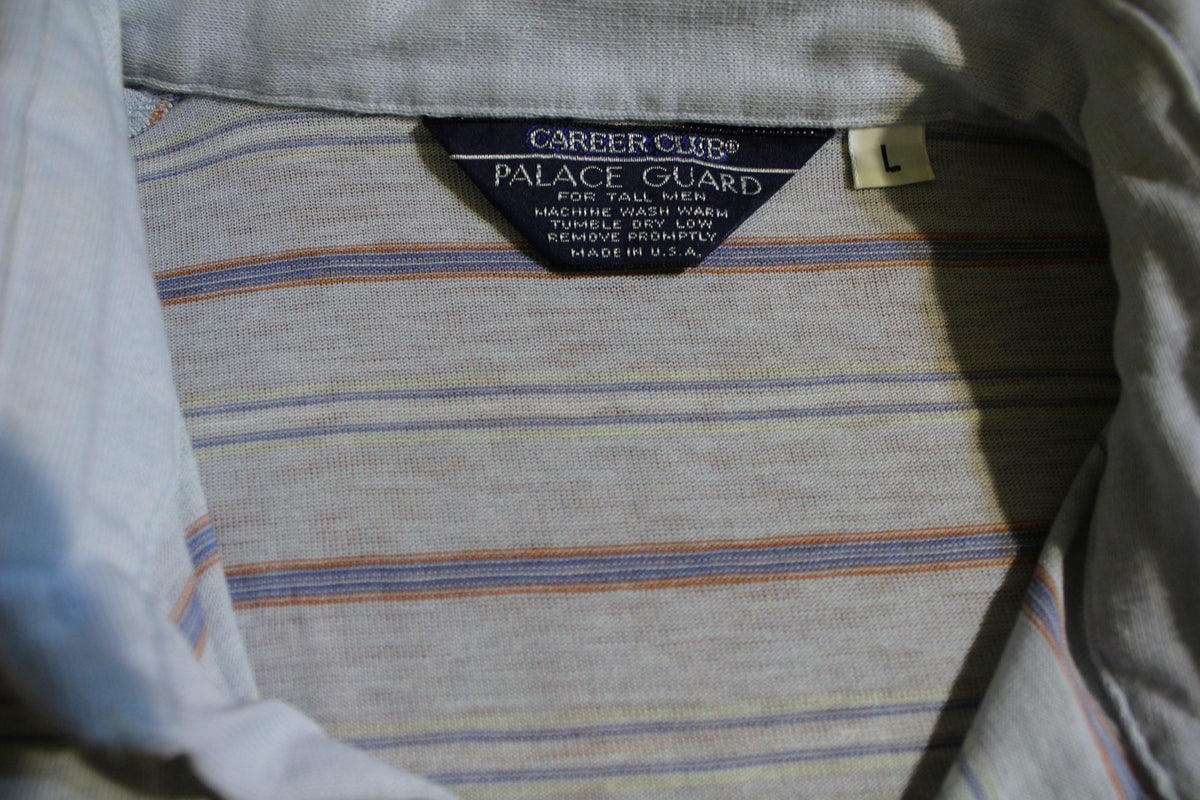 Career Club Palace Guard Vintage Tall Polo Shirt. 1980's Striped Large.
