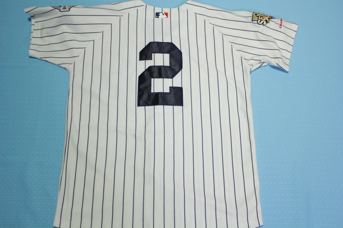 Set of (2) Derek Jeter Signed LE Yankees Majestic Authentic Home