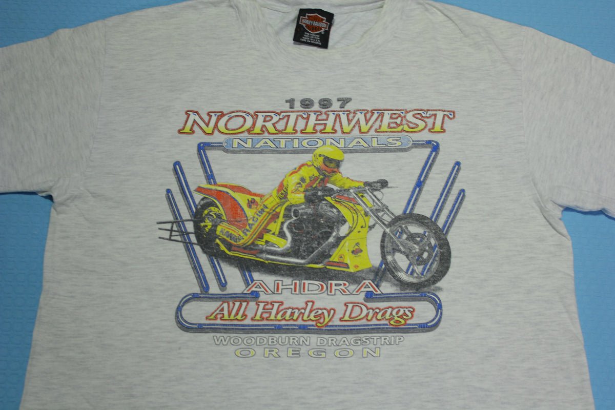 Northwest Nationals 1997 AHDRA All Harley Davidson Drags Vintage 90's Motorcycle T-Shirt