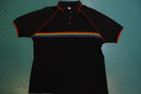 Traxx Rainbow Striped 80's Vintage Tennis Golf Single Stitch Polo Shirt