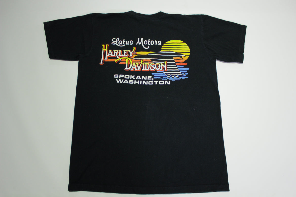 Harley Davidson Henley Vintage 90's American Thunder Single Stitch Motorcycle T-Shirt