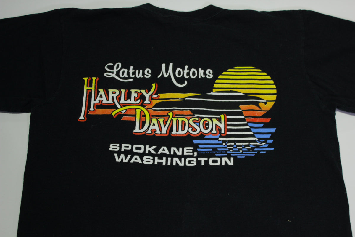 Harley Davidson Henley Vintage 90's American Thunder Single Stitch Motorcycle T-Shirt