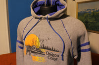 Oregon Coast Striped Vintage Hoodie Sweatshirt Made In USA 1980's Tourist