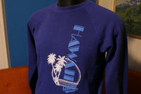 Hawaii Aloha Vintage Bassett Walker 80's Sweatshirt. Medium Blue Beach.