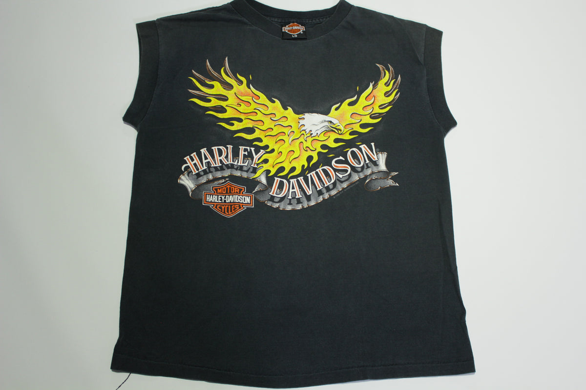 Harley Davidson Flaming Eagle Motorcycle Vintage 90's Latus 1992 USA Stratman T-Shirt