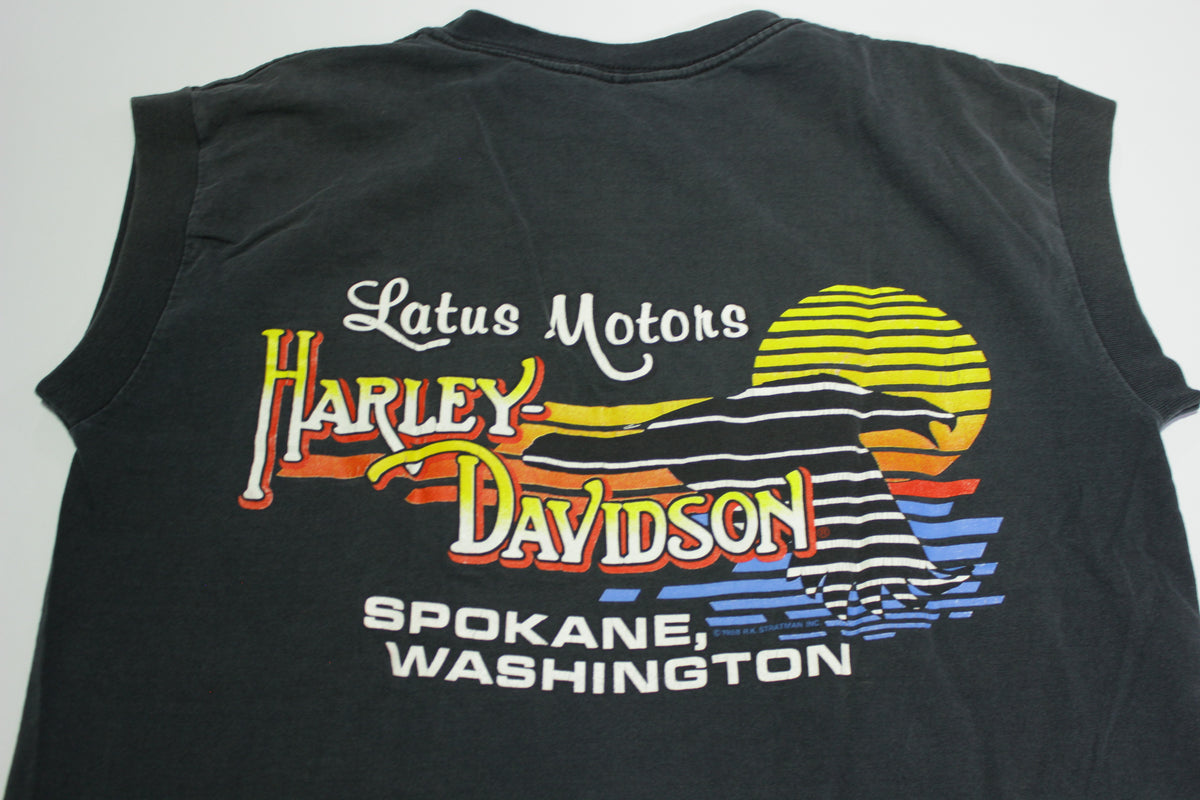 Harley Davidson Flaming Eagle Motorcycle Vintage 90's Latus 1992 USA Stratman T-Shirt