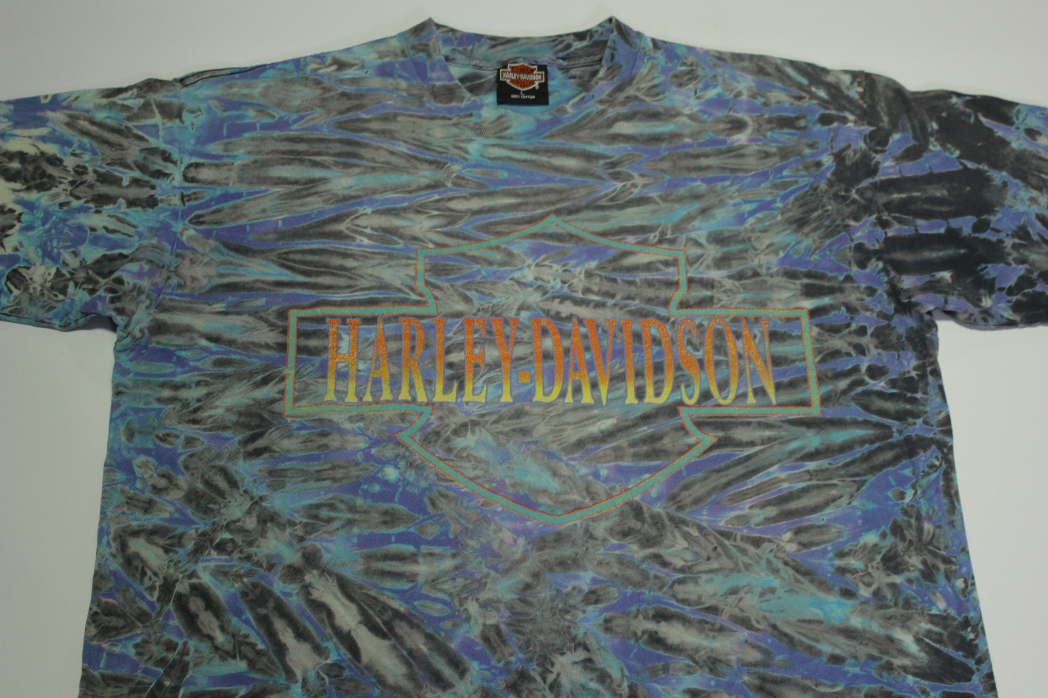 Harley Davidson Tie Dye Motorcycle Vintage 90's Latus Portland USA