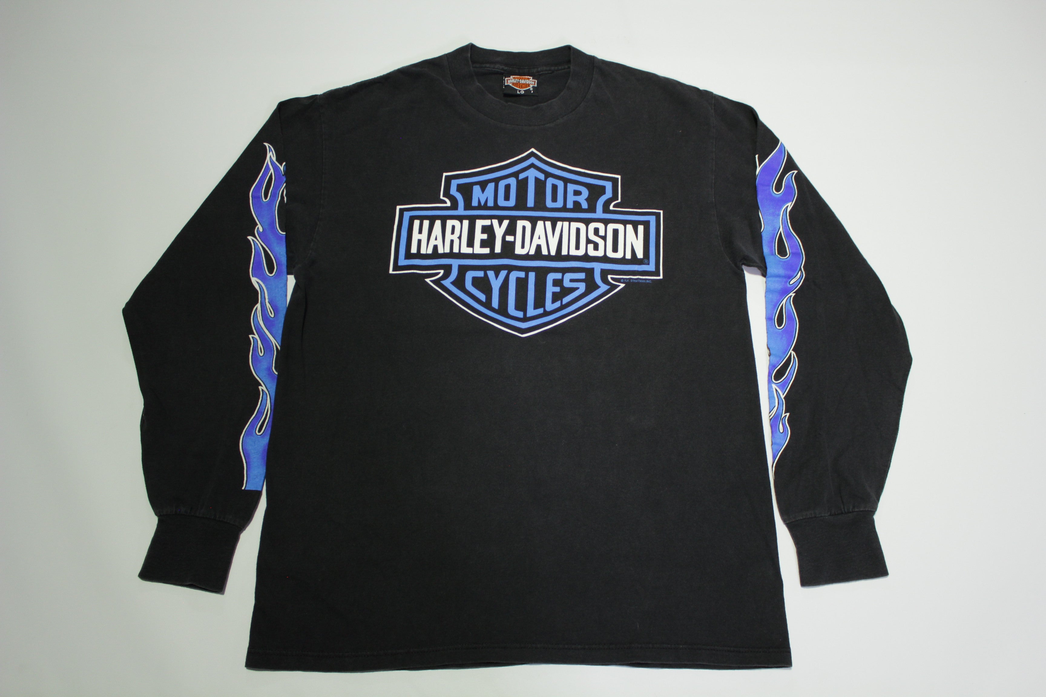 Harley Davidson Motorcycles HD Vintage 80's 90's Long Sleeve Blue ...