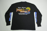 Harley Davidson Motorcycles HD Vintage 80's 90's Long Sleeve Blue Flames T-Shirt