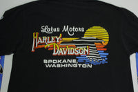 Harley Davidson Motorcycles HD Vintage 80's 90's Long Sleeve Blue Flames T-Shirt