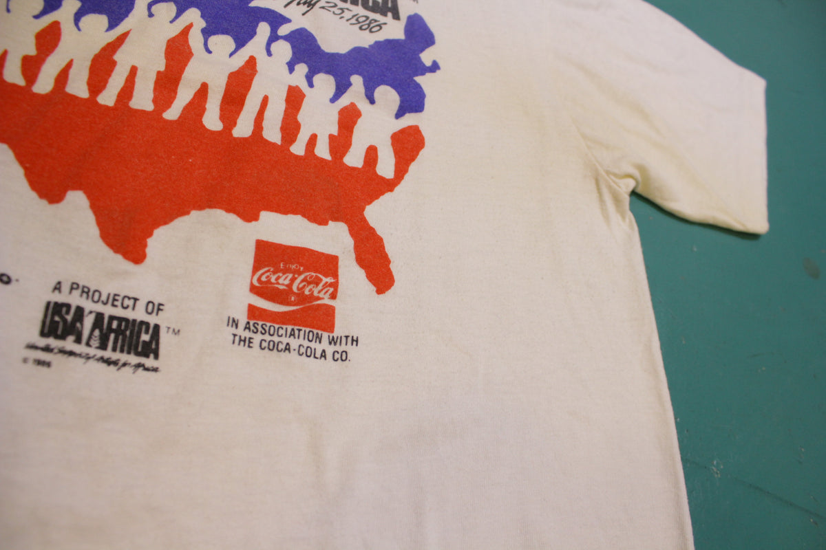 Hands Across America Africa 1986 Coke United 80's Vintage Single Stitch T-Shirt
